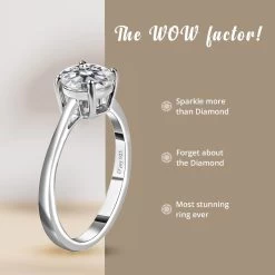 Moissanite Solitaire Ring, Moissanite Ring, Platinum Over Sterling Silver Ring, Gifts For Her, Moissanite Jewelry 1.00 Ctw -Jewelry store 7019936 3