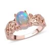 Premium Ethiopian Welo Opal And Uncut Natural Pink Diamond Ring In Vermeil Rose Gold Over Sterling Silver 1.50 Ctw 2 Premium Ethiopian Welo Opal And Uncut Natural Pink Diamond Ring In Vermeil Rose Gold Over Sterling Silver 1.50 Ctw -Jewelry store 7020365