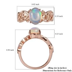 Premium Ethiopian Welo Opal And Uncut Natural Pink Diamond Ring In Vermeil Rose Gold Over Sterling Silver 1.50 Ctw -Jewelry store 7020365 5