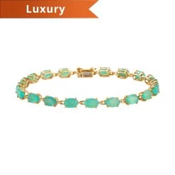 Luxoro 10K Yellow Gold Premium Grandidierite Link Bracelet (6.50 In) 8.85 Ctw