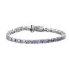 Tanzanite Tennis Bracelet In Platinum Over Sterling Silver (8.00 In) 12.10 Grams 6.60 Ctw -Jewelry store 7023329