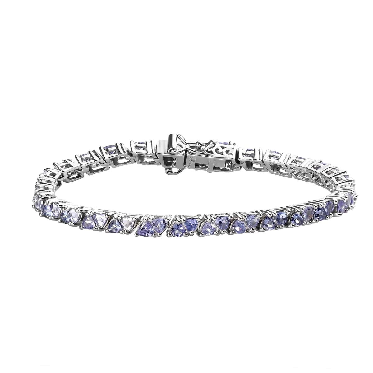 Tanzanite Tennis Bracelet In Platinum Over Sterling Silver (8.00 In) 12.10 Grams 6.60 Ctw 3 Tanzanite Tennis Bracelet In Platinum Over Sterling Silver (8.00 In) 12.10 Grams 6.60 Ctw