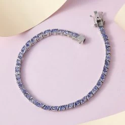 Tanzanite Tennis Bracelet In Platinum Over Sterling Silver (8.00 In) 12.10 Grams 6.60 Ctw 8 Tanzanite Tennis Bracelet In Platinum Over Sterling Silver (8.00 In) 12.10 Grams 6.60 Ctw -Jewelry store 7023329 1