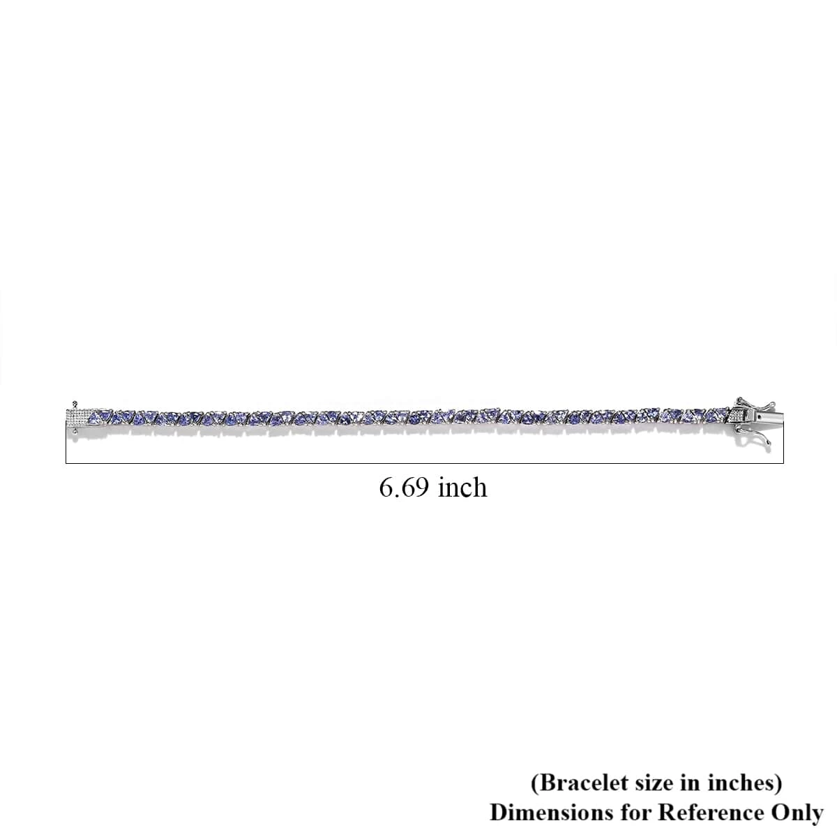 Tanzanite Tennis Bracelet In Platinum Over Sterling Silver (8.00 In) 12.10 Grams 6.60 Ctw 7 Tanzanite Tennis Bracelet In Platinum Over Sterling Silver (8.00 In) 12.10 Grams 6.60 Ctw - Image 5
