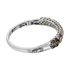 Multi-Tourmaline Bangle Bracelet In Platinum Over Sterling Silver (7.25 In) 8.15 Ctw -Jewelry store 7026378 4