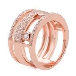 Sliding Simulated Diamond 3 Row Band Ring In 14K Rose Gold Over Sterling Silver 1.60 Ctw -Jewelry store 7026834 3