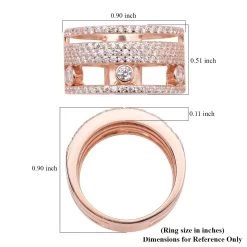 Sliding Simulated Diamond 3 Row Band Ring In 14K Rose Gold Over Sterling Silver 1.60 Ctw -Jewelry store 7026834 5