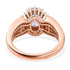 Tanzanite Sunburst Ring, Natural Champagne And White Diamond Accent Ring, Vermeil Rose Gold Over Sterling Silver Ring, Tanzanite Jewelry For Her 1.60 Ctw -Jewelry store 7028224 4