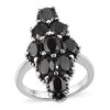 Natural Thai Black Spinel Elongated Ring In Stainless Steel 5.40 Ctw