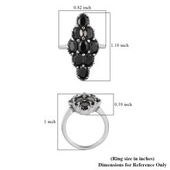 Natural Thai Black Spinel Elongated Ring In Stainless Steel 5.40 Ctw -Jewelry store 7063193 5