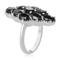 Thai Black Spinel Elongated Ring In Stainless Steel 5.60 Ctw , Tarnish-Free, Waterproof, Sweat Proof Jewelry -Jewelry store 7063197 3