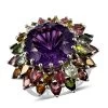 Hanabi Cut Zambian Amethyst And Multi-Tourmaline Firework Ring In Platinum Over Sterling Silver 7 Grams 15.90 Ctw -Jewelry store 7072553