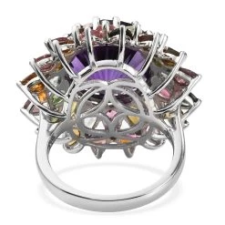 Hanabi Cut Zambian Amethyst And Multi-Tourmaline Firework Ring In Platinum Over Sterling Silver 7 Grams 15.90 Ctw -Jewelry store 7072553 4