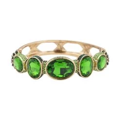 Simulated Emerald And Green Shaded Austrian Crystal Bangle Bracelet In Goldtone (7.0 In) -Jewelry store 7074458 3