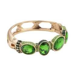 Simulated Emerald And Green Shaded Austrian Crystal Bangle Bracelet In Goldtone (7.0 In) -Jewelry store 7074458 4