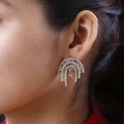 Multi-Tourmaline And White Zircon Rainbow Earrings In Vermeil Yellow Gold Over Sterling Silver 5.20 Ctw -Jewelry store 7081466 2