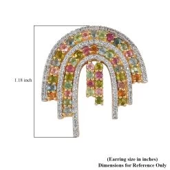 Multi-Tourmaline And White Zircon Rainbow Earrings In Vermeil Yellow Gold Over Sterling Silver 5.20 Ctw -Jewelry store 7081466 4