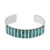 SANTA FE Style Kingman Turquoise Cuff Bracelet In Sterling Silver (6.00 In) 34.85 Grams 13.00 Ctw -Jewelry store 7082476