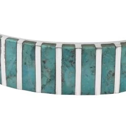 SANTA FE Style Kingman Turquoise Cuff Bracelet In Sterling Silver (6.00 In) 34.85 Grams 13.00 Ctw -Jewelry store 7082476 2