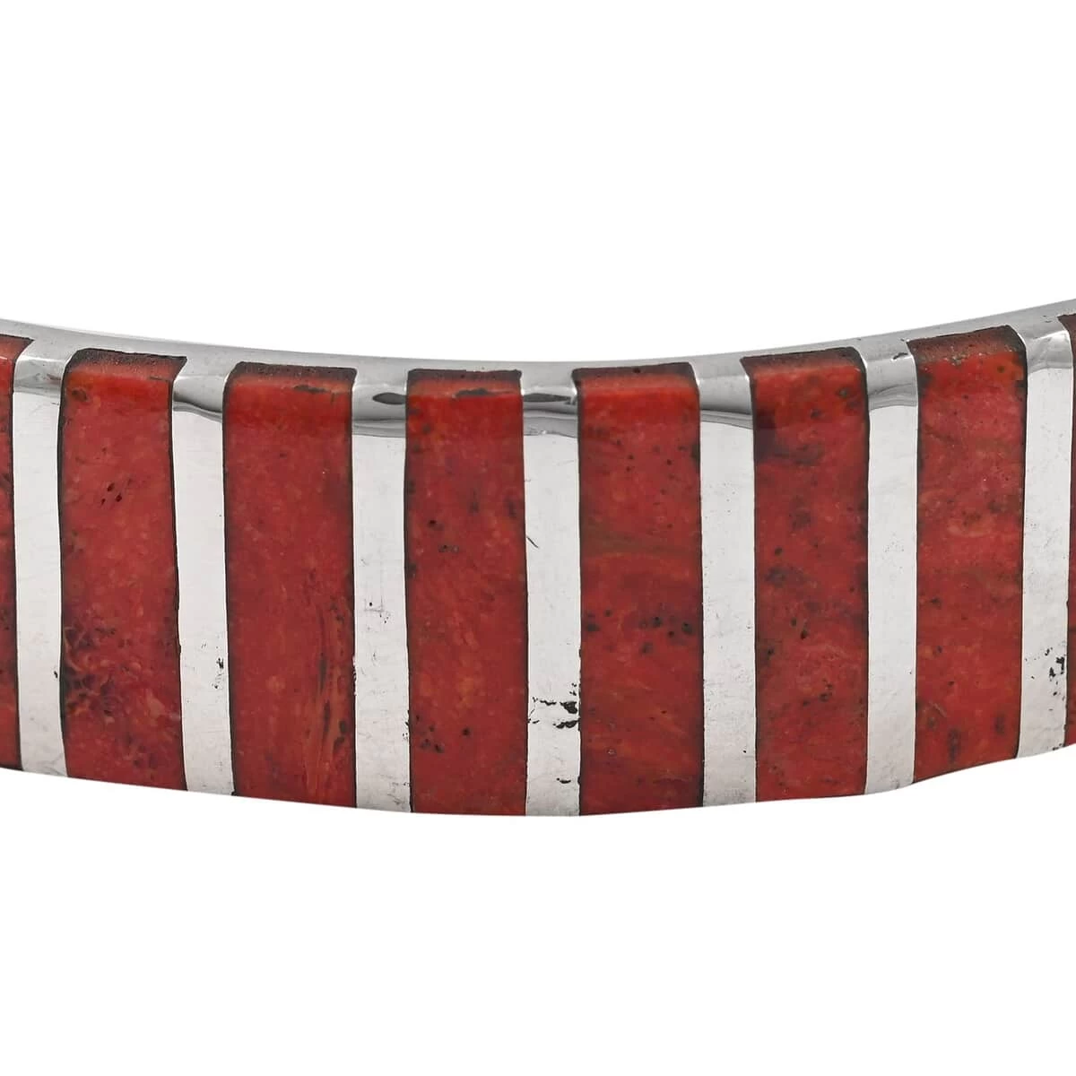 Santa Fe Style Coral Cuff Bracelet In Sterling Silver (6.00 In) 5 Santa Fe Style Coral Cuff Bracelet In Sterling Silver (6.00 In) - Image 3