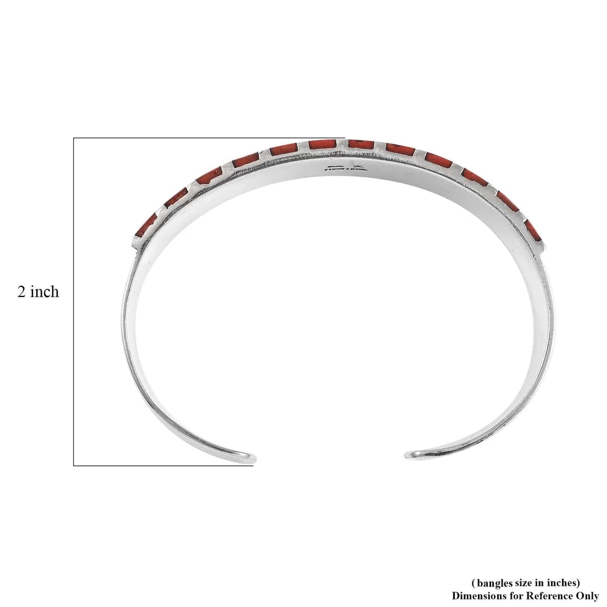 Santa Fe Style Coral Cuff Bracelet In Sterling Silver (6.00 In) 6 Santa Fe Style Coral Cuff Bracelet In Sterling Silver (6.00 In) - Image 4