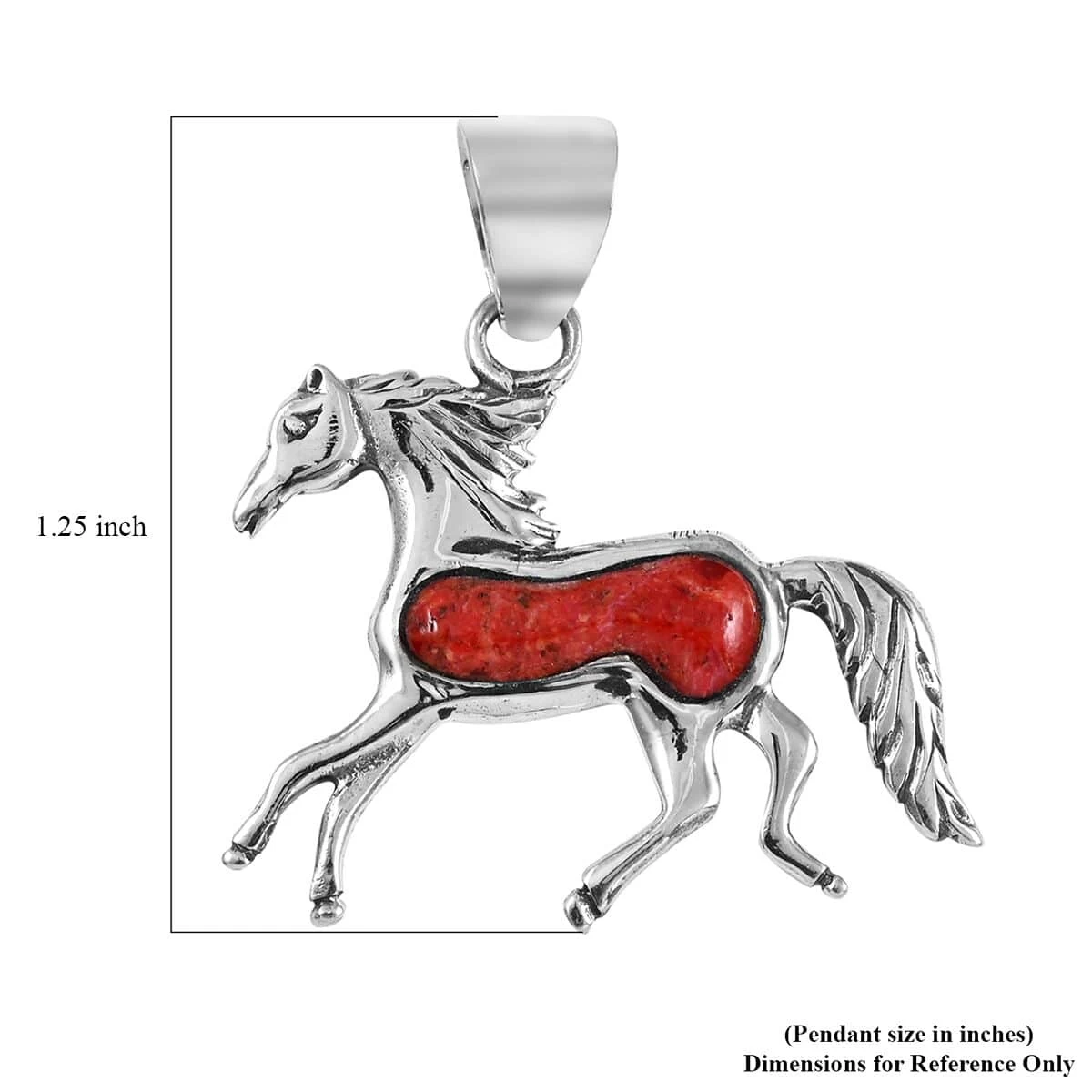 SANTA FE Style Coral Horse Pendant In Sterling Silver 6 SANTA FE Style Coral Horse Pendant In Sterling Silver - Image 4