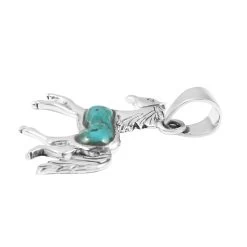 Santa Fe Style Kingman Turquoise Horse Pendant In Sterling Silver 2.50 Ctw -Jewelry store 7082963 2