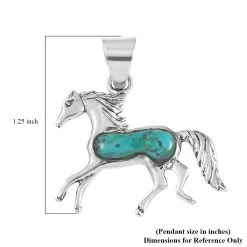 Santa Fe Style Kingman Turquoise Horse Pendant In Sterling Silver 2.50 Ctw -Jewelry store 7082963 3