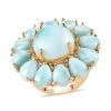 Larimar And White Zircon Cocktail Ring In Vermeil Yellow Gold Over Sterling Silver 26.15 Ctw -Jewelry store 7131367