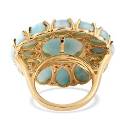 Larimar And White Zircon Cocktail Ring In Vermeil Yellow Gold Over Sterling Silver 26.15 Ctw -Jewelry store 7131367 4