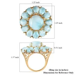 Larimar And White Zircon Cocktail Ring In Vermeil Yellow Gold Over Sterling Silver 26.15 Ctw -Jewelry store 7131367 5