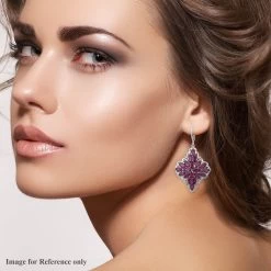 Orissa Rhodolite Garnet And Natural White Zircon Sparkle Earrings In Platinum Over Sterling Silver 11.00 Ctw 7 Orissa Rhodolite Garnet And Natural White Zircon Sparkle Earrings In Platinum Over Sterling Silver 11.00 Ctw -Jewelry store 7134785 1