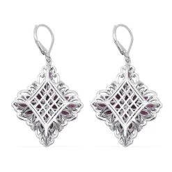 Orissa Rhodolite Garnet And Natural White Zircon Sparkle Earrings In Platinum Over Sterling Silver 11.00 Ctw 8 Orissa Rhodolite Garnet And Natural White Zircon Sparkle Earrings In Platinum Over Sterling Silver 11.00 Ctw -Jewelry store 7134785 2