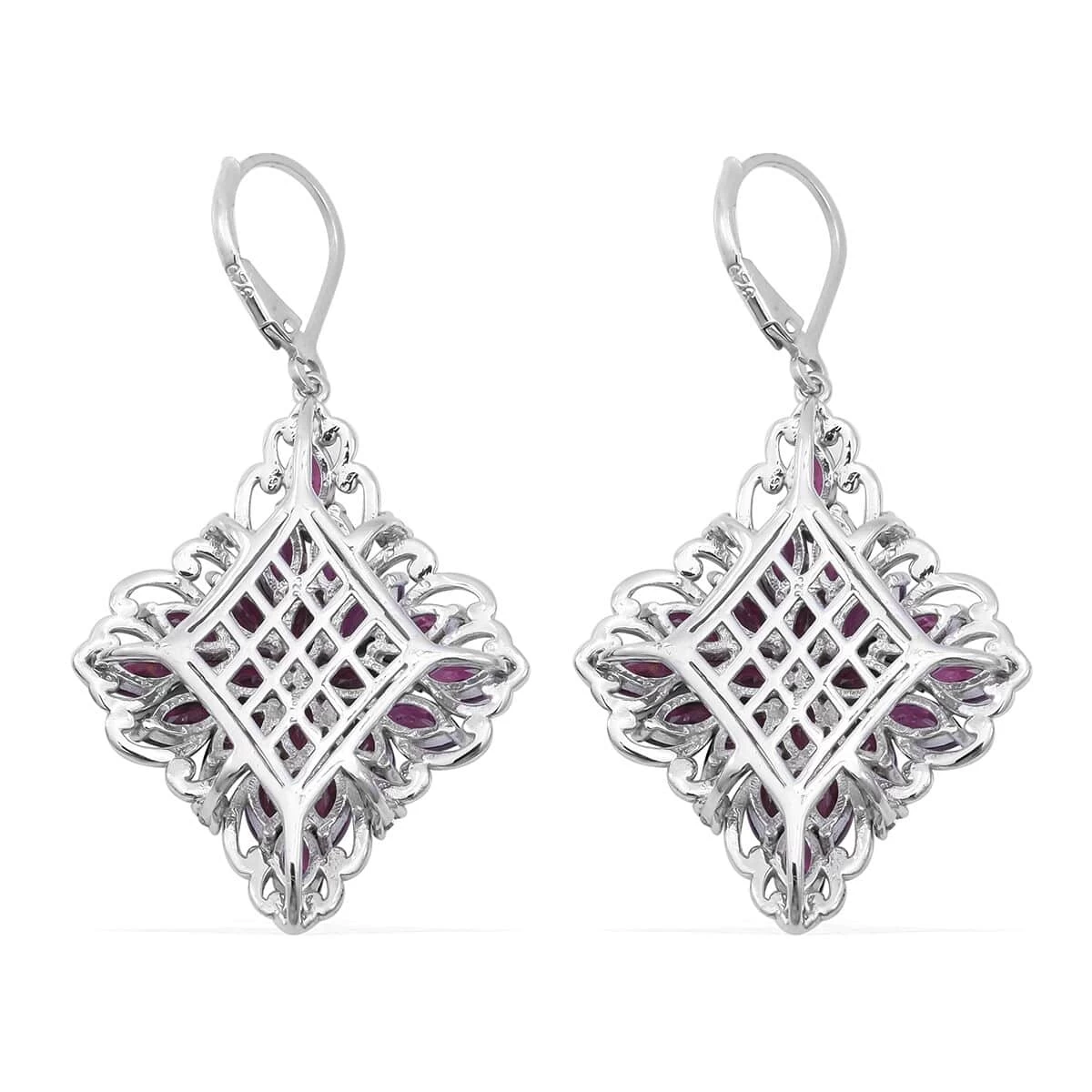 Orissa Rhodolite Garnet And Natural White Zircon Sparkle Earrings In Platinum Over Sterling Silver 11.00 Ctw 5 Orissa Rhodolite Garnet And Natural White Zircon Sparkle Earrings In Platinum Over Sterling Silver 11.00 Ctw - Image 3