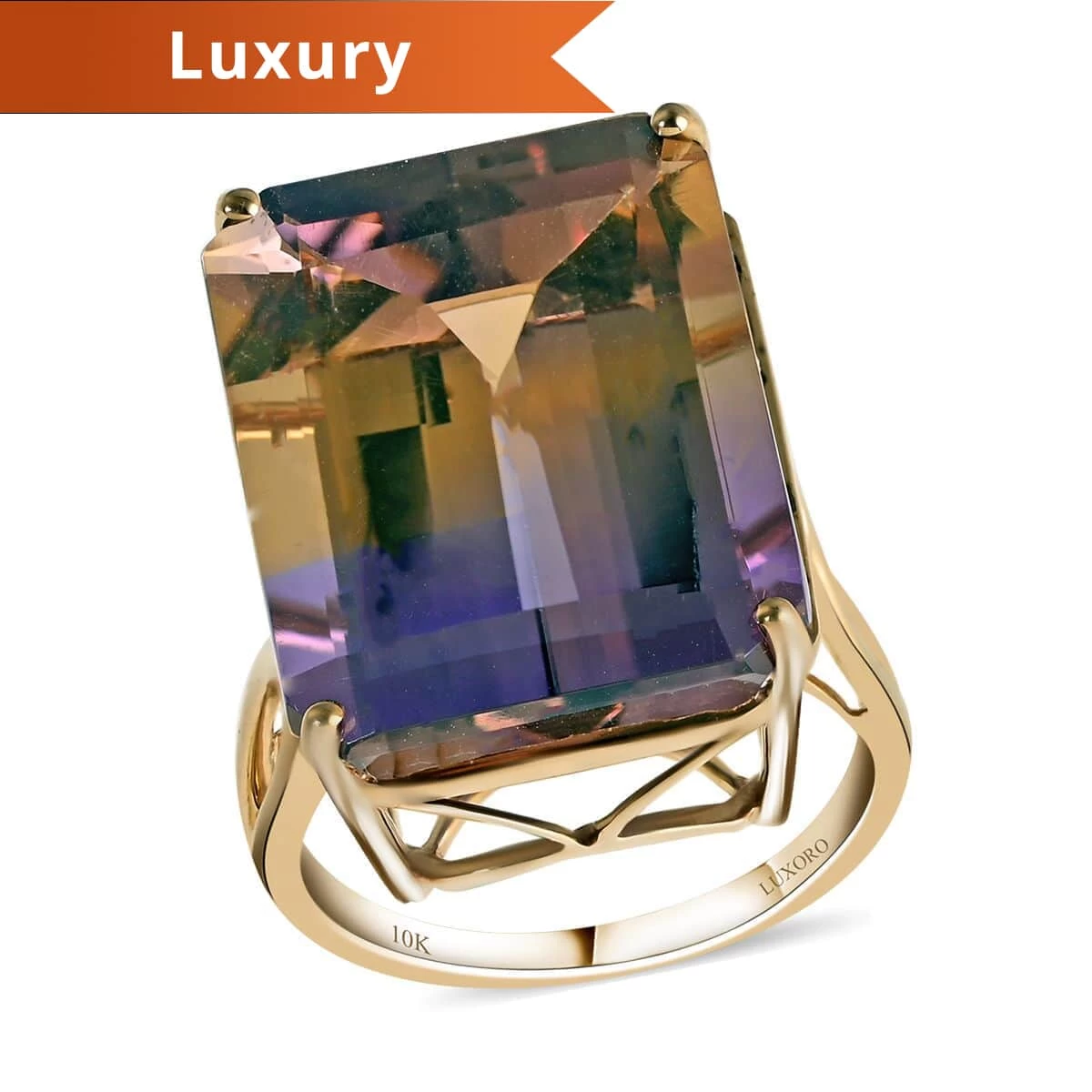 LUXORO 10K Yellow Gold AAA Anahi Ametrine Solitaire Ring 3.60 Grams 23.85 Ctw 3 LUXORO 10K Yellow Gold AAA Anahi Ametrine Solitaire Ring 3.60 Grams 23.85 Ctw