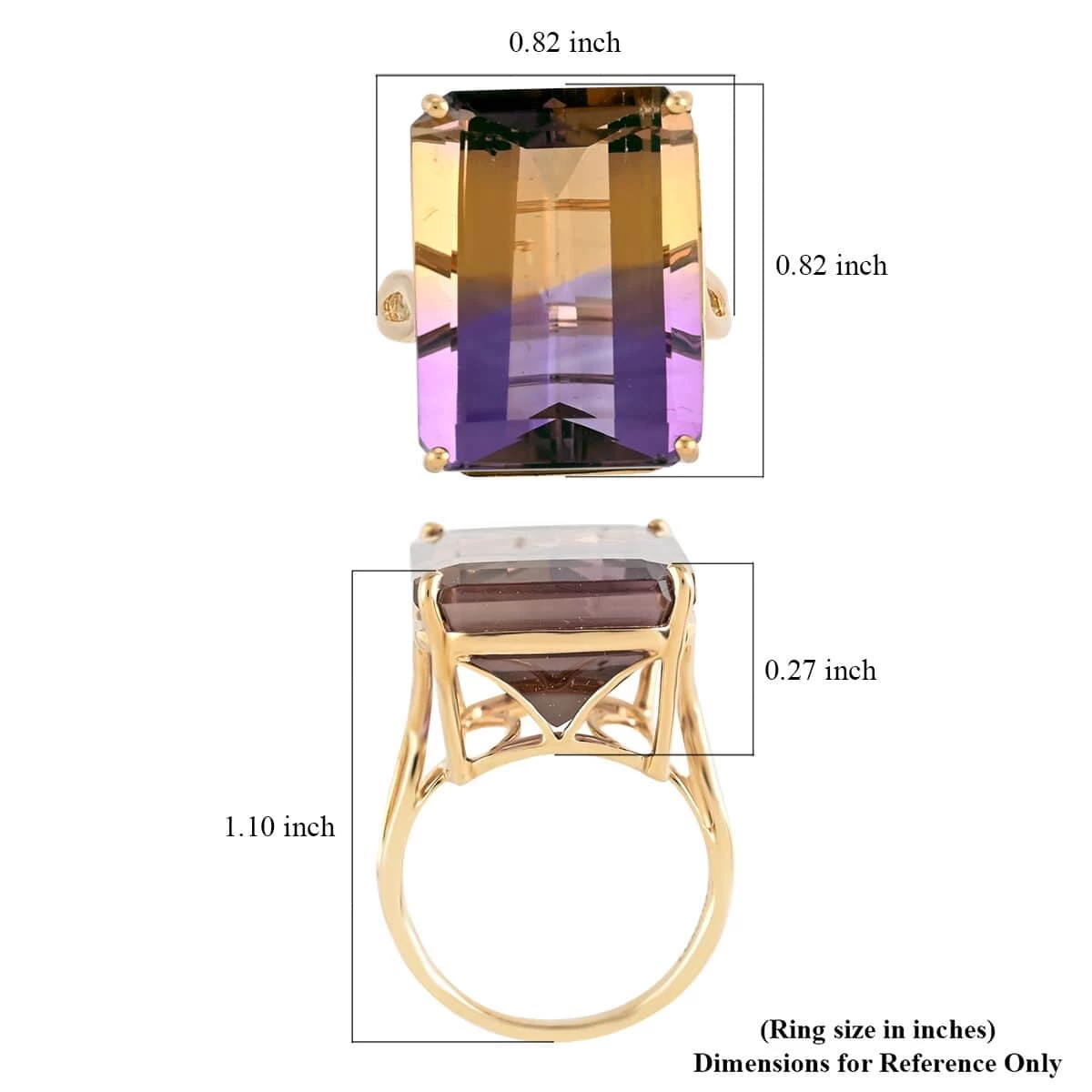 LUXORO 10K Yellow Gold AAA Anahi Ametrine Solitaire Ring 3.60 Grams 23.85 Ctw 7 LUXORO 10K Yellow Gold AAA Anahi Ametrine Solitaire Ring 3.60 Grams 23.85 Ctw - Image 5