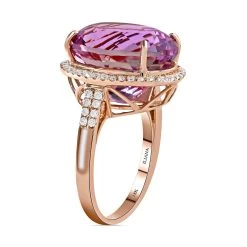 Certified & Appraised ILIANA 18K Rose Gold AAA Patroke Kunzite And G-H SI Diamond Halo Ring 5.80 Grams 18.85 Ctw -Jewelry store 7134973 3