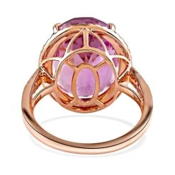 Certified & Appraised ILIANA 18K Rose Gold AAA Patroke Kunzite And G-H SI Diamond Halo Ring 5.80 Grams 18.85 Ctw -Jewelry store 7134973 4