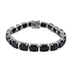 Thai Black Spinel Tennis Bracelet In Platinum Over Sterling Silver (7.25 In) 53.75 Ctw