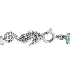 Larimar Tennis Bracelet With Sea Horse Lock In Platinum Over Sterling Silver (8.00 In) 20.00 Ctw -Jewelry store 7139068 3