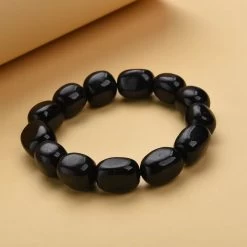 Black Jade Bracelet, Jade Beads Bracelet, Stretch Bracelet 342.50 Ctw -Jewelry store 7148685 1