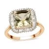 ILIANA 18K Yellow Gold Radiant Cut AAA Turkizite And G-H SI Diamond Halo Ring 4.25 Grams 4.65 Ctw