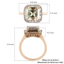 ILIANA 18K Yellow Gold Radiant Cut AAA Turkizite And G-H SI Diamond Halo Ring 4.25 Grams 4.65 Ctw -Jewelry store 7153082 5