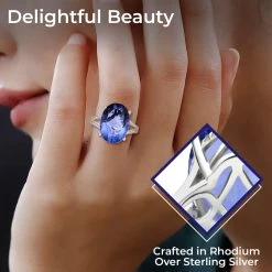 Color Change Fluorite And White Zircon Split Shank Ring In Rhodium Over Sterling Silver 14.90 Ctw 10 Color Change Fluorite And White Zircon Split Shank Ring In Rhodium Over Sterling Silver 14.90 Ctw -Jewelry store 7153771 2