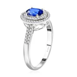 Certified Iliana 18K White Gold AAA Royal Ceylon Sapphire And G-H SI Diamond Double Halo Ring 2.80 Ctw -Jewelry store 7153844 3