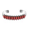 Santa Fe Style Coral Bracelet In Sterling Silver, Silver Cuff Bracelet (7.00 In) -Jewelry store 7154638