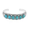 SANTA FE Style Kingman Turquoise Cuff Bracelet In Sterling Silver (6.50 In) 26 Grams 8.00 Ctw -Jewelry store 7154644