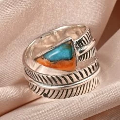 SANTA FE Style Kingman Turquoise Ring In Sterling Silver 0.50 Ctw -Jewelry store 7154697 1