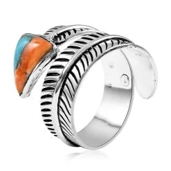 SANTA FE Style Kingman Turquoise Ring In Sterling Silver 0.50 Ctw -Jewelry store 7154697 3