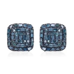 Multi Gemstone Stud Earrings In Rhodium And Platinum Over Sterling Silver 0.50 Ctw